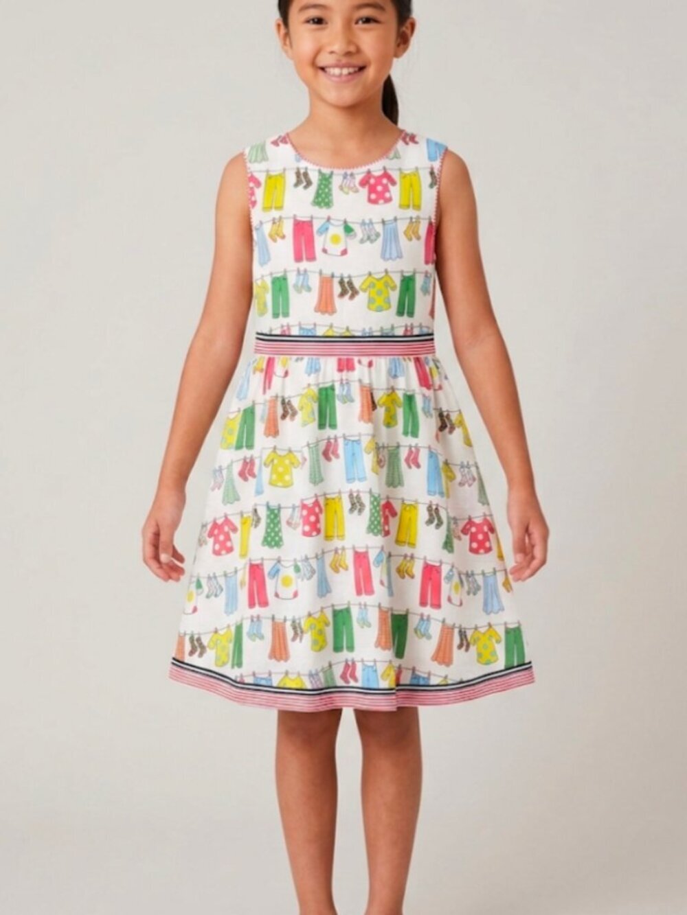 Girls Sundress Novelty Clothesline Print Size 160cm 10-12 yrs Whimsical Retro